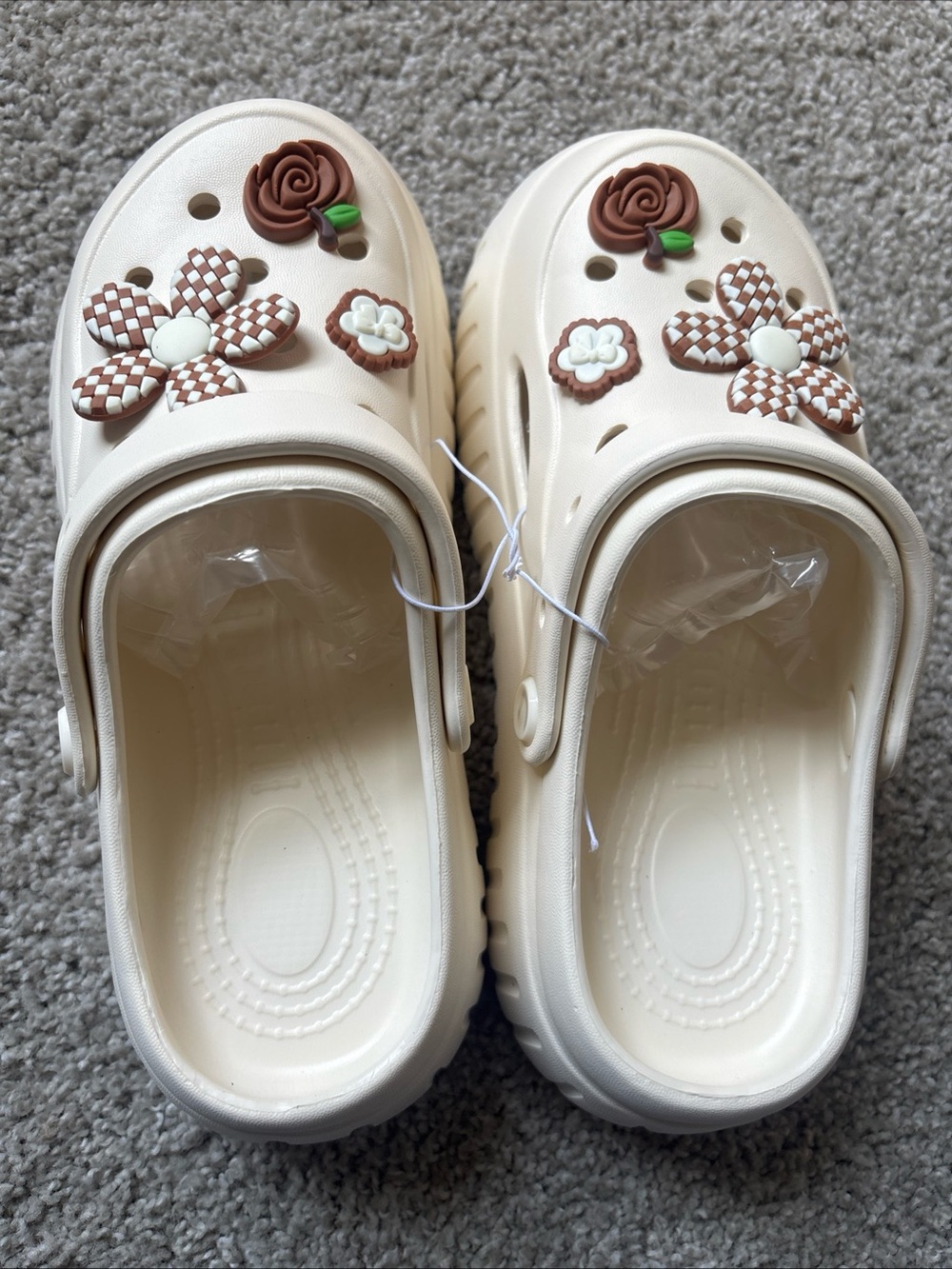 Cream Floral Garden Clogs for Kids
